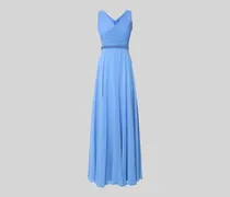 Abendkleid mit V-Ausschnitt und Perlenbesatz