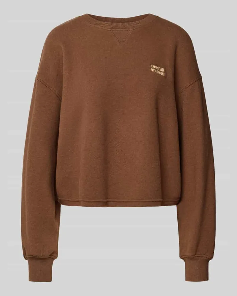 American Vintage Cropped Sweatshirt mit Label-Stitching Modell 'ETOK Mittelbraun