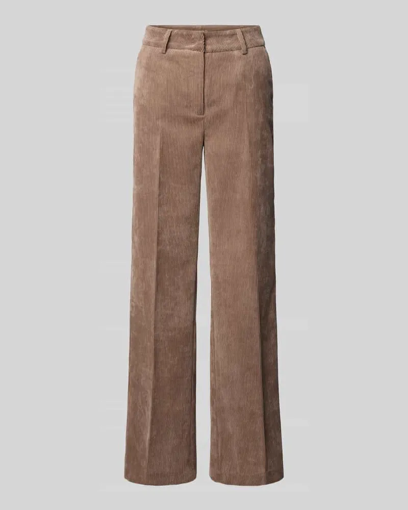 Cambio Wide Fit Cordhose mit Bügelfalten Modell 'Amelie Taupe