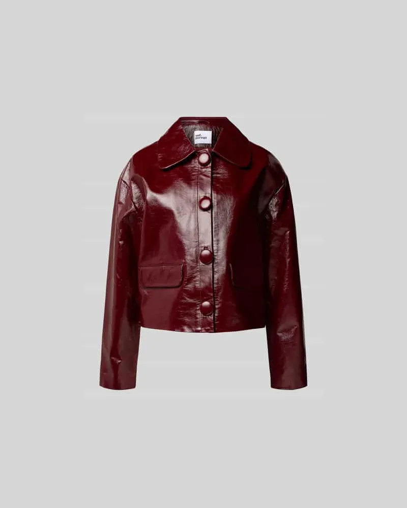 Self-Portrait Jacke in Leder-Optik Bordeaux