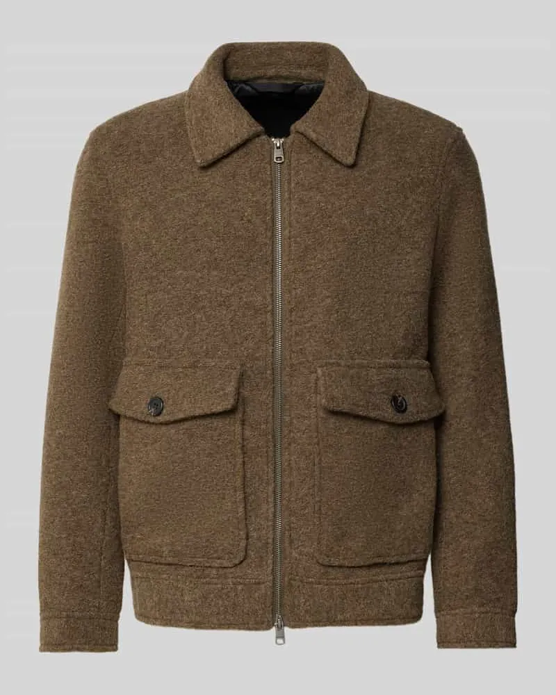 Selected Hemdjacke mit Zweiwege Reißverschluss Hellbraun