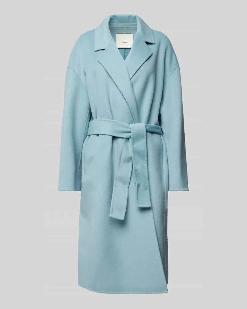 Calvin Klein Wollmantel mit Bindegürtel Aqua