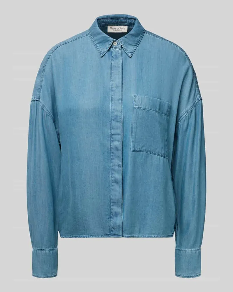 Marc O'Polo Regular Fit Hemdbluse aus reiner Lyocell Jeansblau