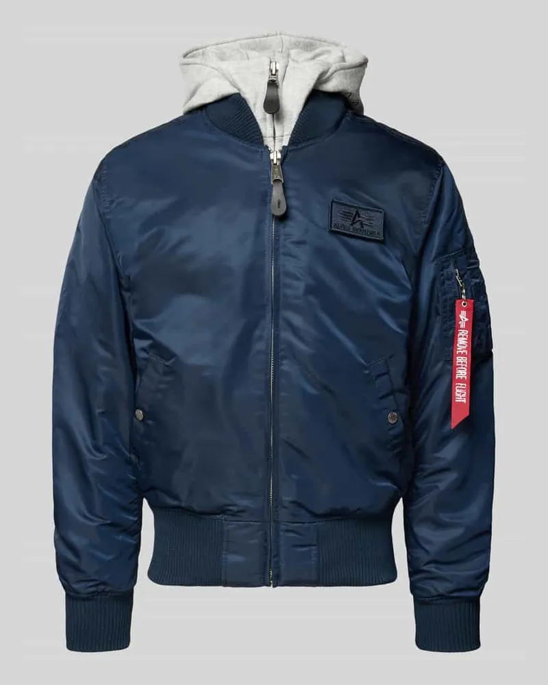 Alpha Industries Bomberjacke mit Kapuze und Label-Stitching Blau