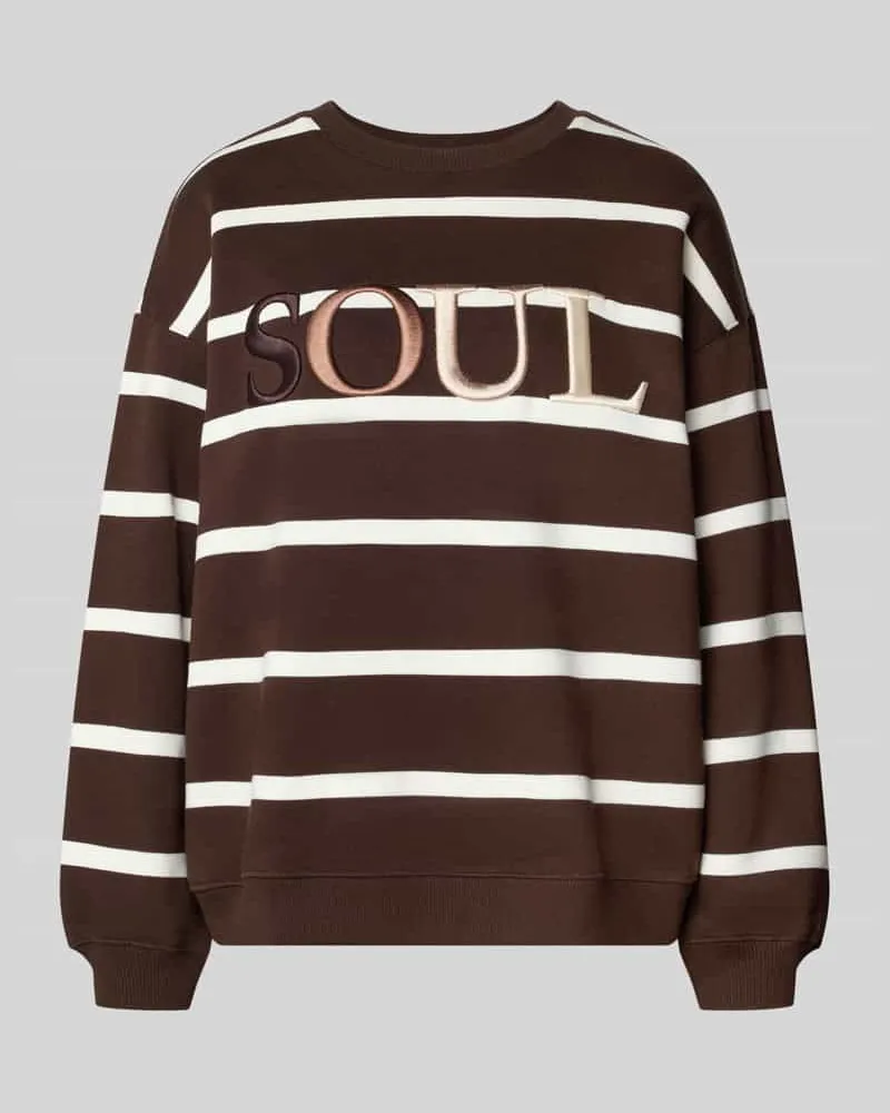 Smith & Soul Oversized Sweatshirt aus Baumwoll-Mix mit Statement-Stickerei Dunkelbraun