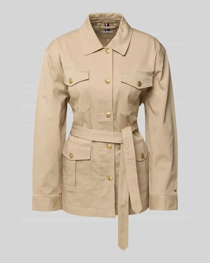 Tommy Hilfiger Regular Fit Hemdjacke mit goldfarbenen Knöpfen Sand