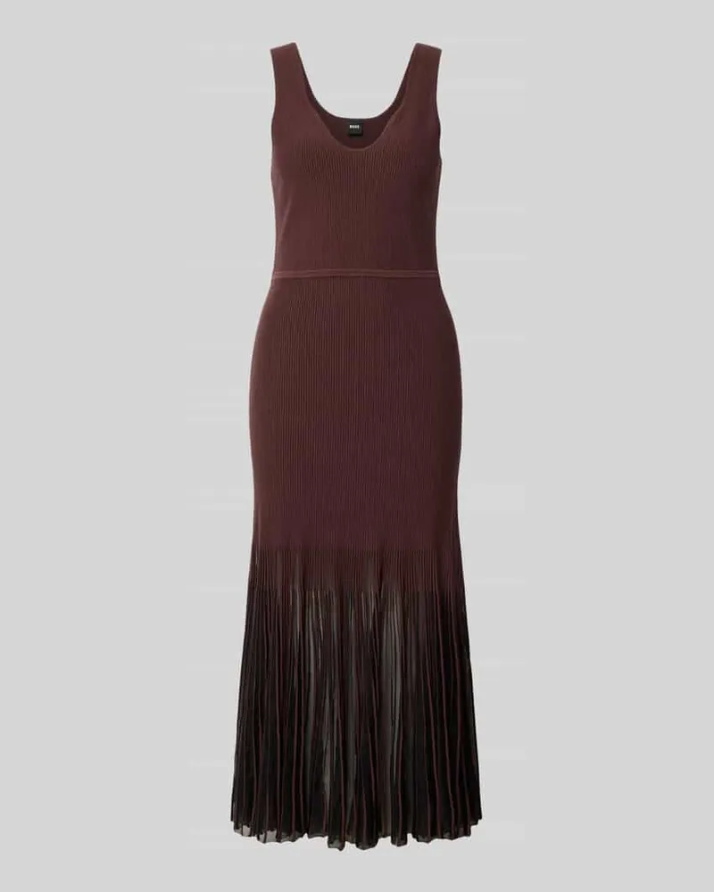 HUGO BOSS Strickkleid aus Rippstrick Schoko