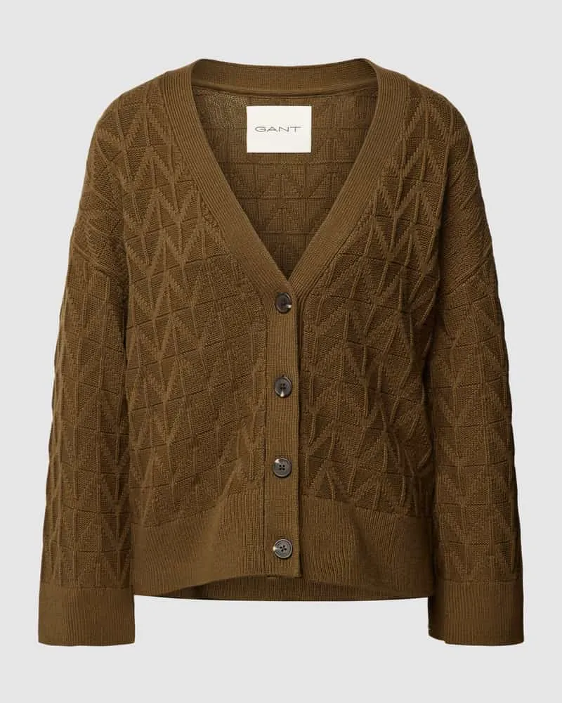 Gant Strickjacke mit Strukturmuster Khaki