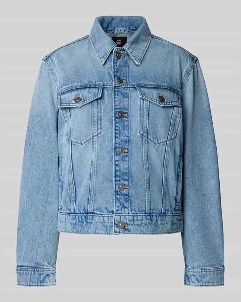G-STAR RAW Jeansjacke mit Umlegekragen und Brusttaschen Hellblau