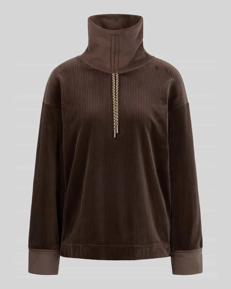 Marc Cain Sweatshirt mit Stehkragen-Zugband SPORTS E Dunkelbraun
