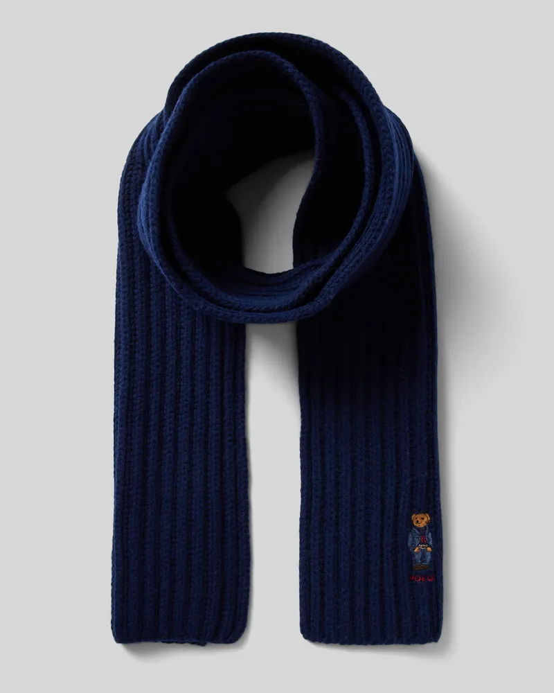 Ralph Lauren Wollschal mit Label-Motiv-Stitching Modell 'BEAR Marine