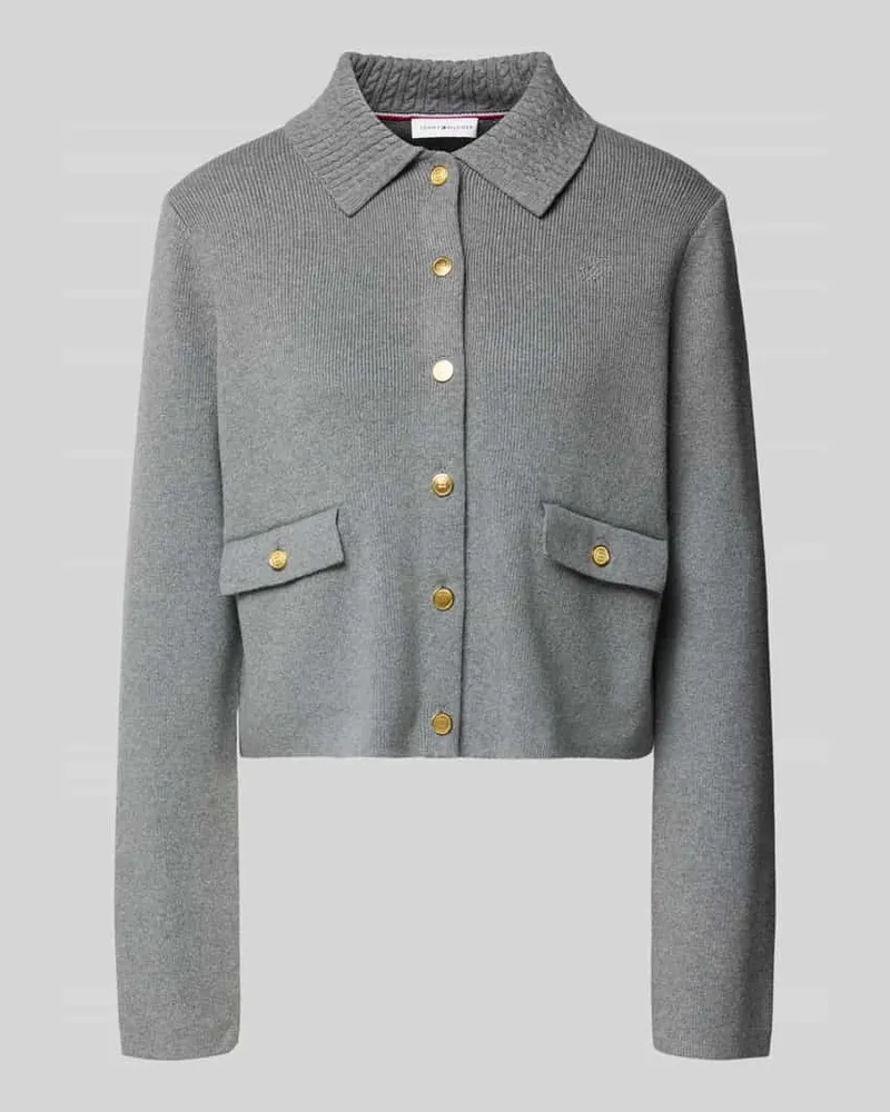 Tommy Hilfiger Strickjacke aus Baumwoll-Woll-Mix Dunkelgrau