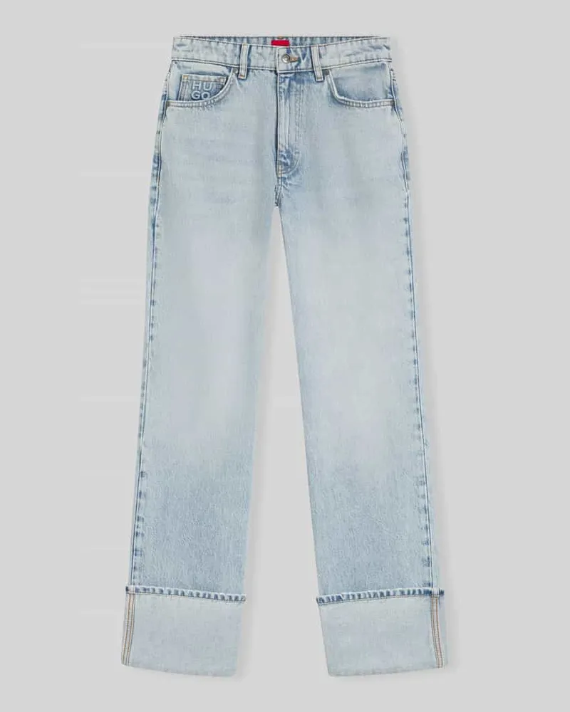 HUGO BOSS Straight Fit Jeans aus reiner Baumwolle Hellblau