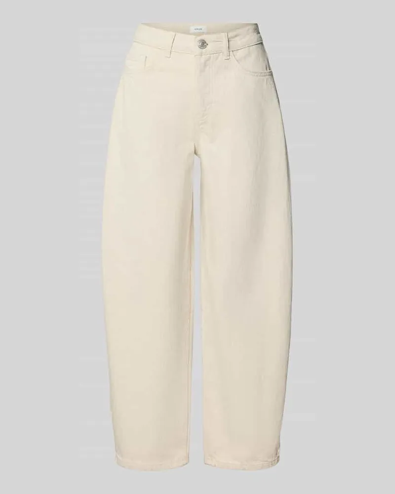 OPUS Regular Fit Barrel Jeans mit Label-Patch Ecru