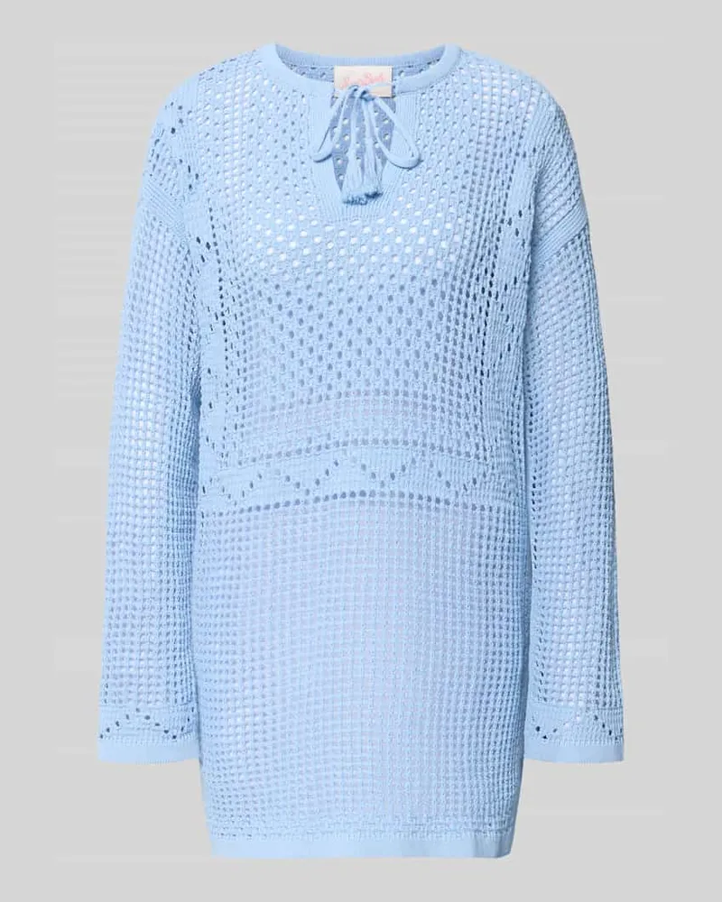 MC2 Saint Barth Strickkleid mit Tunikakragen und Bindung Modell 'ALICIA Blau