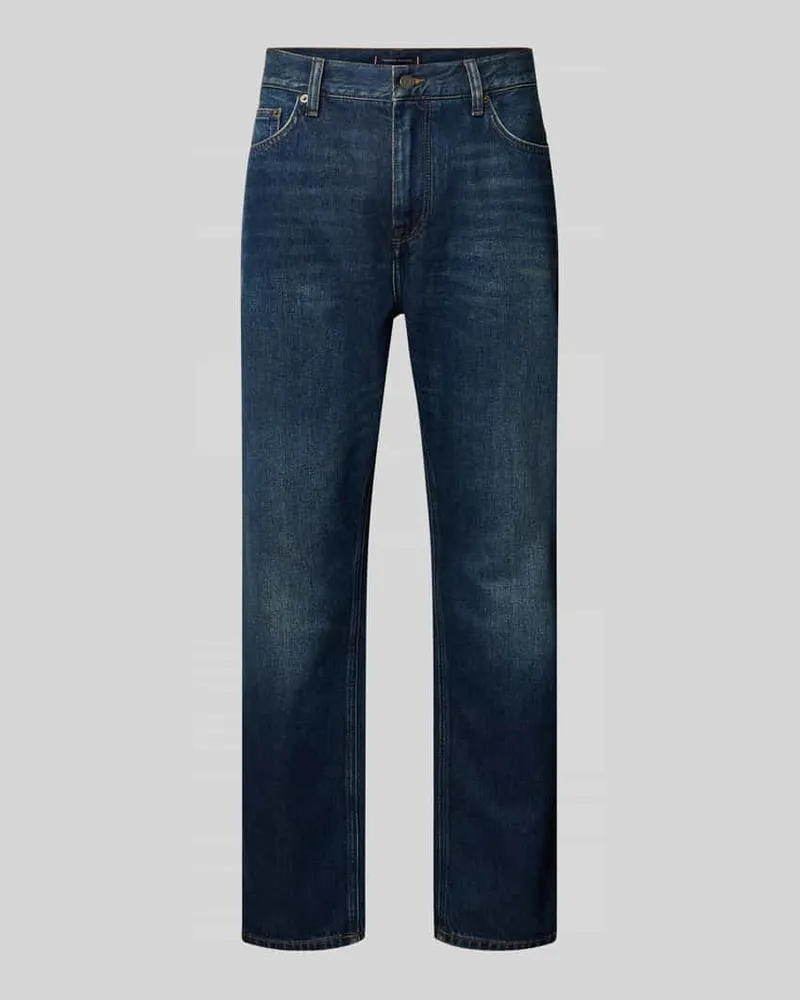 Tommy Hilfiger Straight Fit Jeans aus reiner Baumwolle Dunkelblau