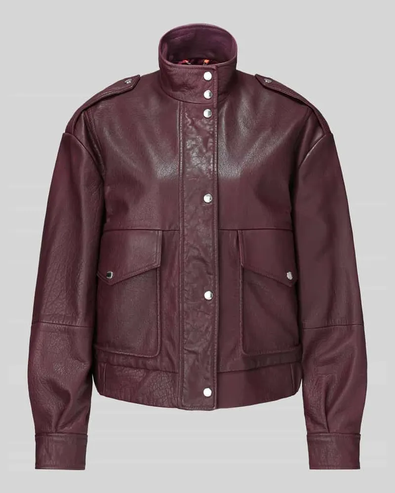 HUGO BOSS Lederjacke mit Stehkragen Modell 'C_Sabea1 Bordeaux