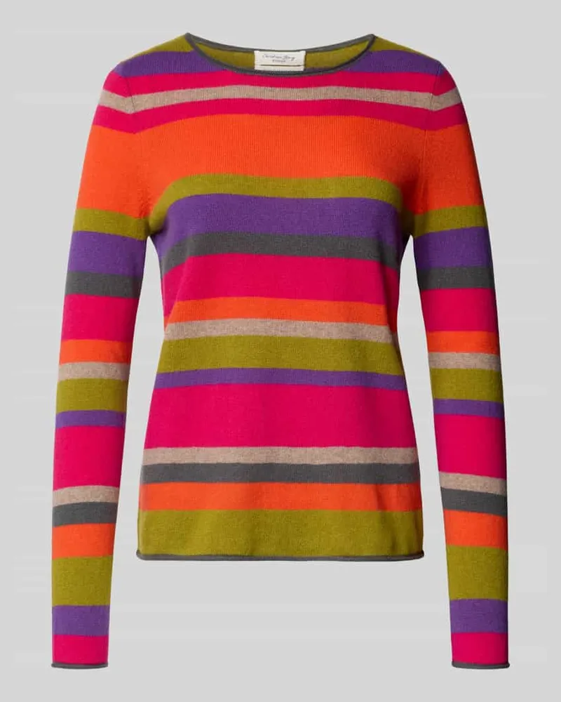 Christian Berg Strickpullover mit geripptem Rundhalsausschnitt Fuchsia