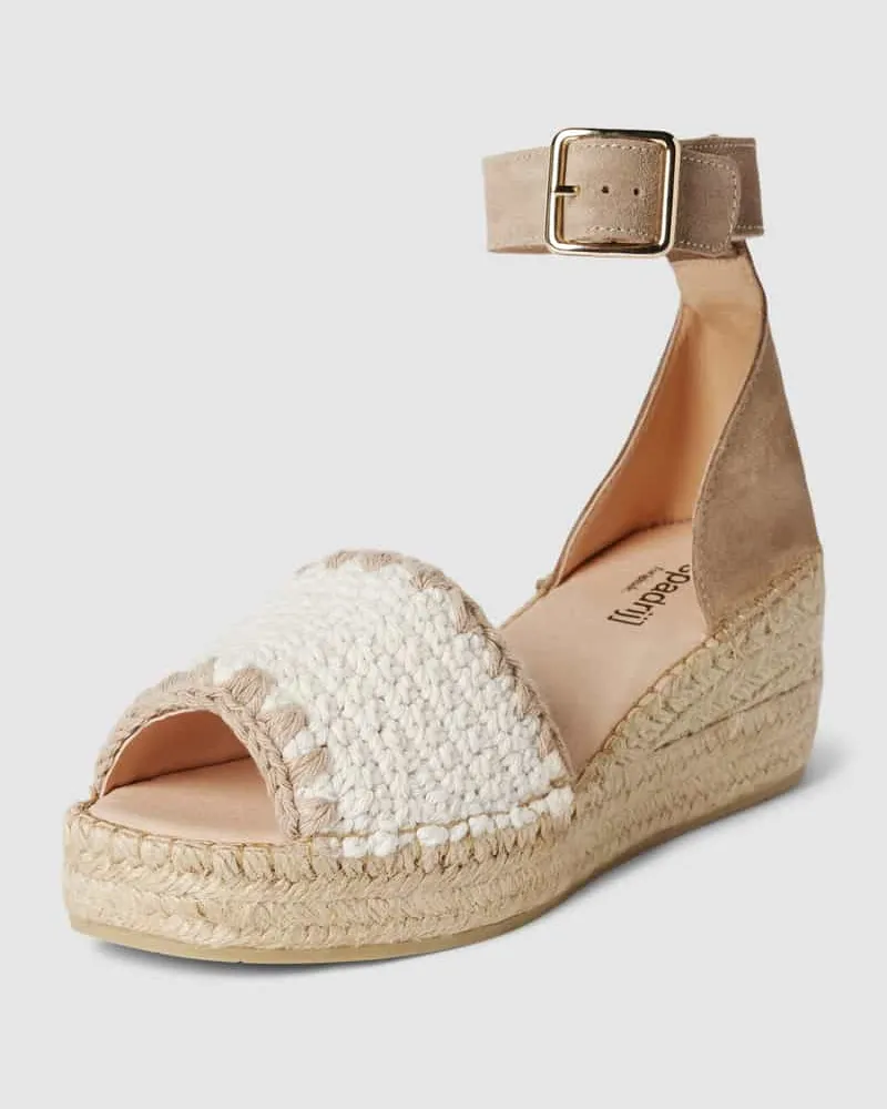 Espadrij Sandalen aus Leder mit Dornschließe Beige
