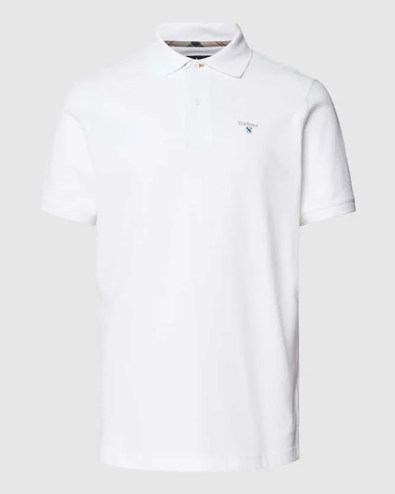 Barbour Poloshirt mit kurzer Knopfleiste Weiss