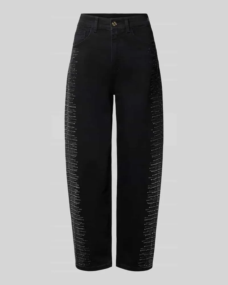 Liu Jo Jeans aus Baumwoll-Mix mit Strasssteinbesatz Black