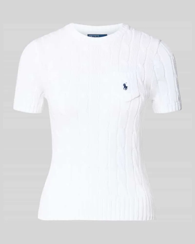 Ralph Lauren Slim Fit Kurzarmpullover mit Label-Stitching Weiss