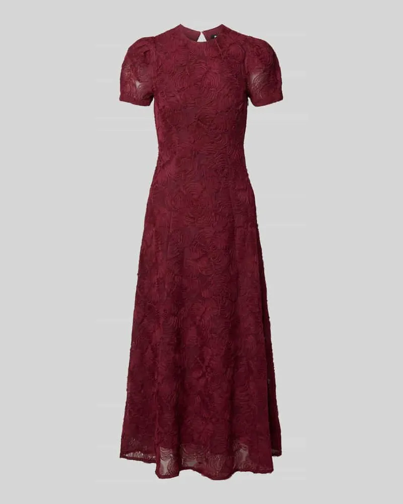 ROTATE Birger Christensen Maxikleid mit floralem Allover-Besatz Bordeaux