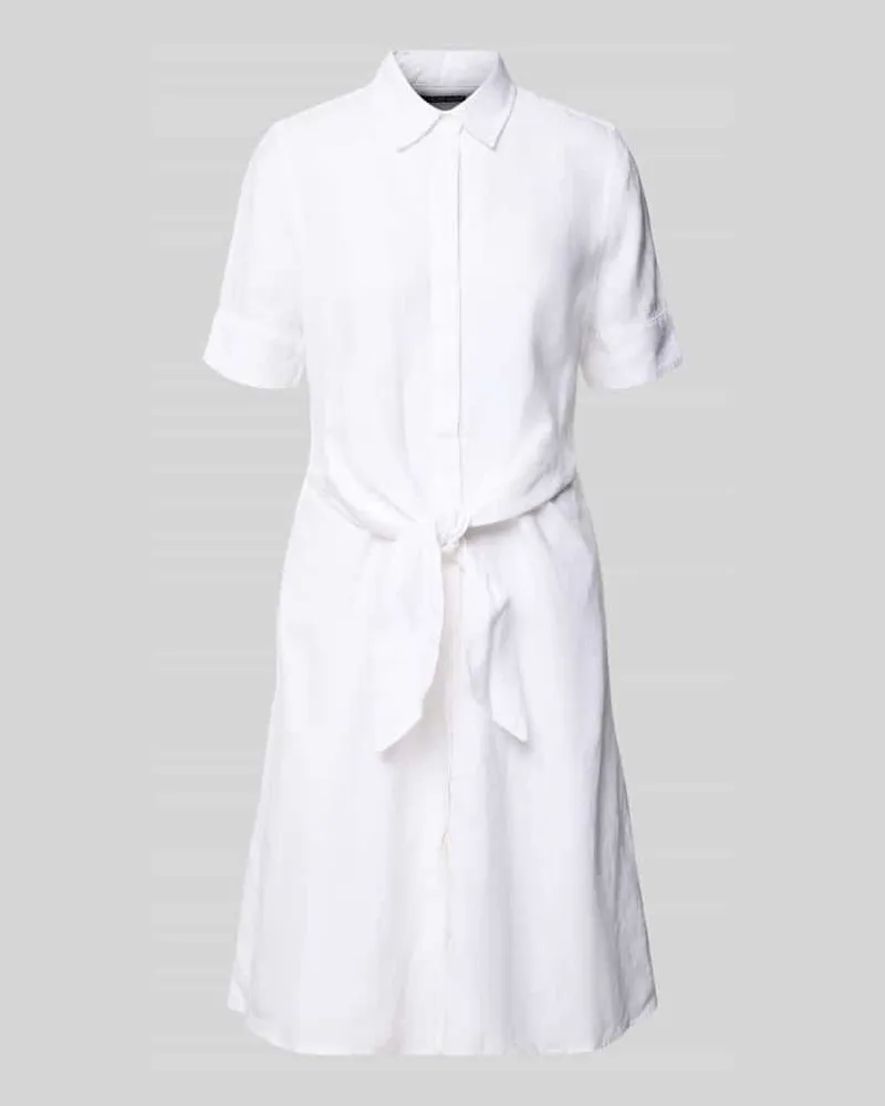Ralph Lauren Körpernahes Blusenkleid aus reinem Leinen Weiss