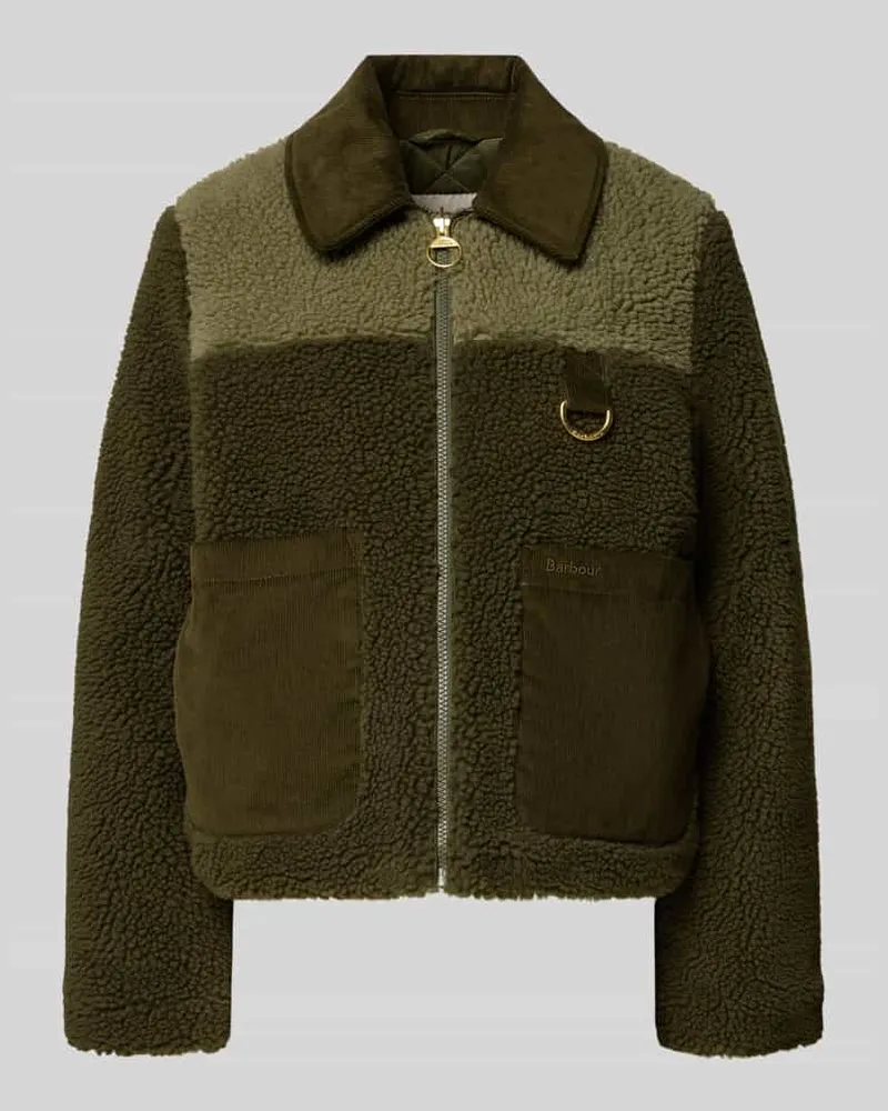 Barbour Regular Fit Fleecejacke mit Cord-Kragen Modell 'MALENA Oliv