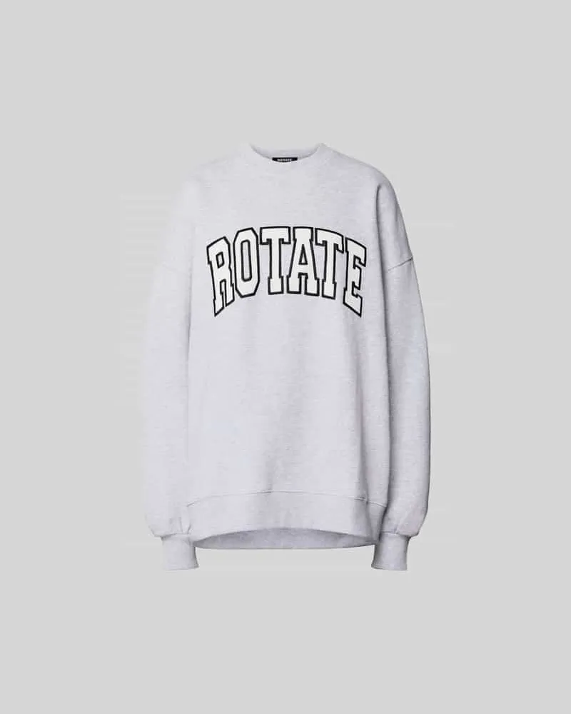 ROTATE Birger Christensen Oversized Sweatshirt mit Logo-Stitching Hellgrau