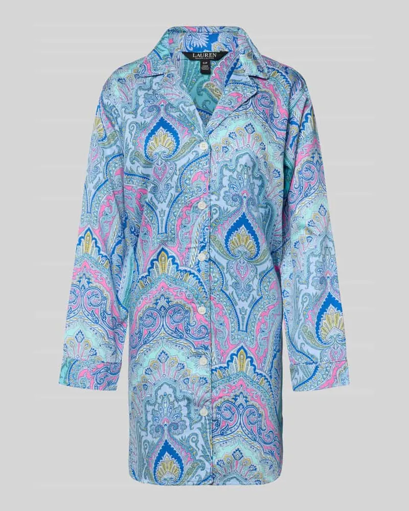 Ralph Lauren Relaxed Fit Nachthemd mit Viskose-Anteil Modell 'Notch Blau