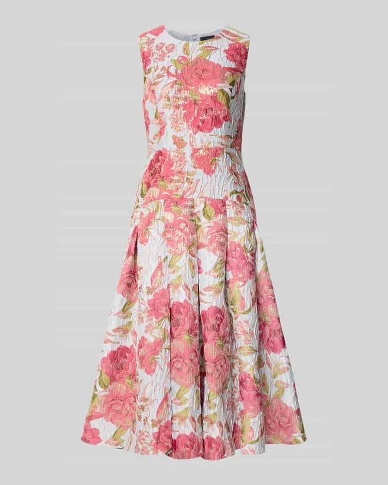 Adrianna Papell Regular Fit Midikleid mit floralem Allover-Stitching Pink