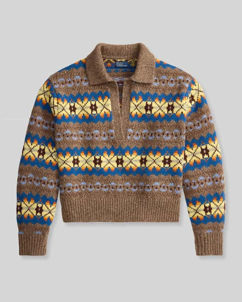 Ralph Lauren Relaxed Fit Pullover aus reiner Wolle Hellbraun