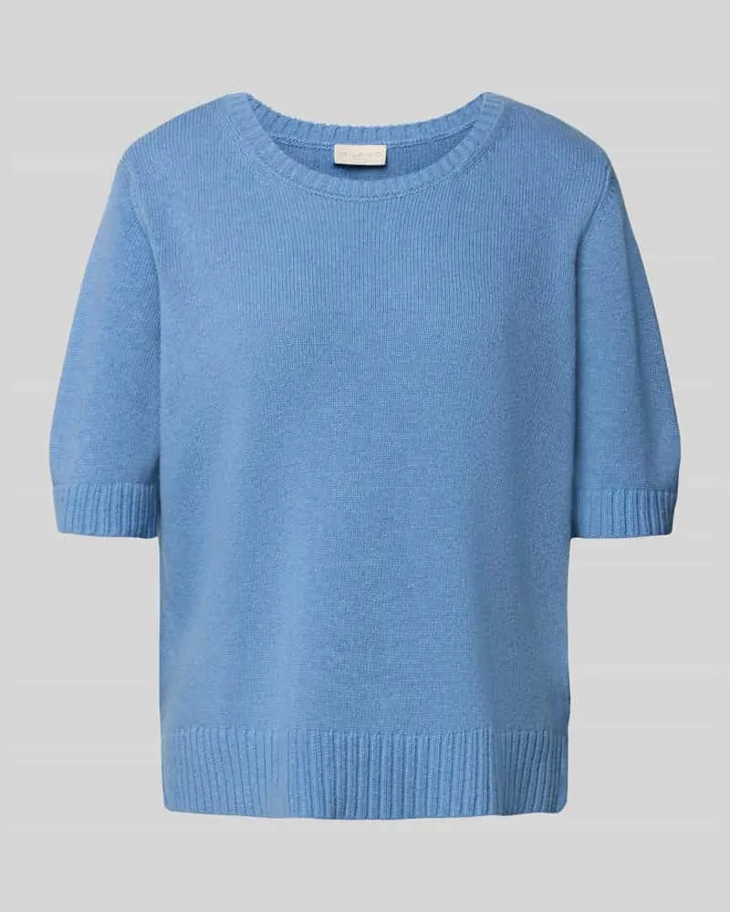 Milano Italy Relaxed Fit Strickpullover aus Woll-Mix mit 1/2-Arm Bleu