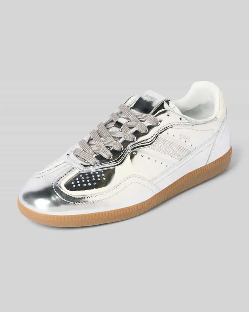 Alohas Sneaker aus Leder im Metallic-Look Silber