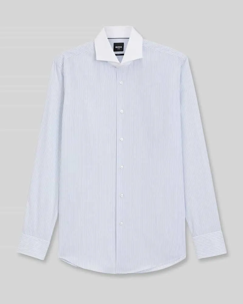 HUGO BOSS Slim Fit Businesshemd aus reiner Baumwolle Hellblau