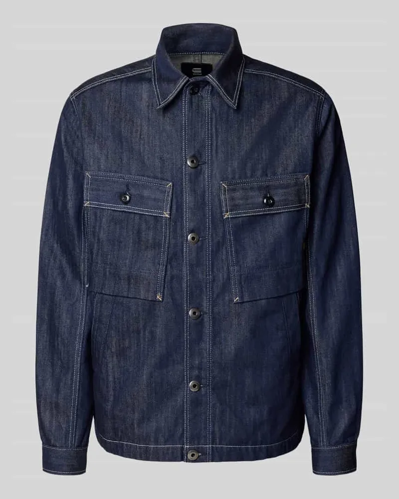 G-STAR RAW Regular Fit Jeanshemd mit Kentkragen Modell 'Mosa Dunkelblau