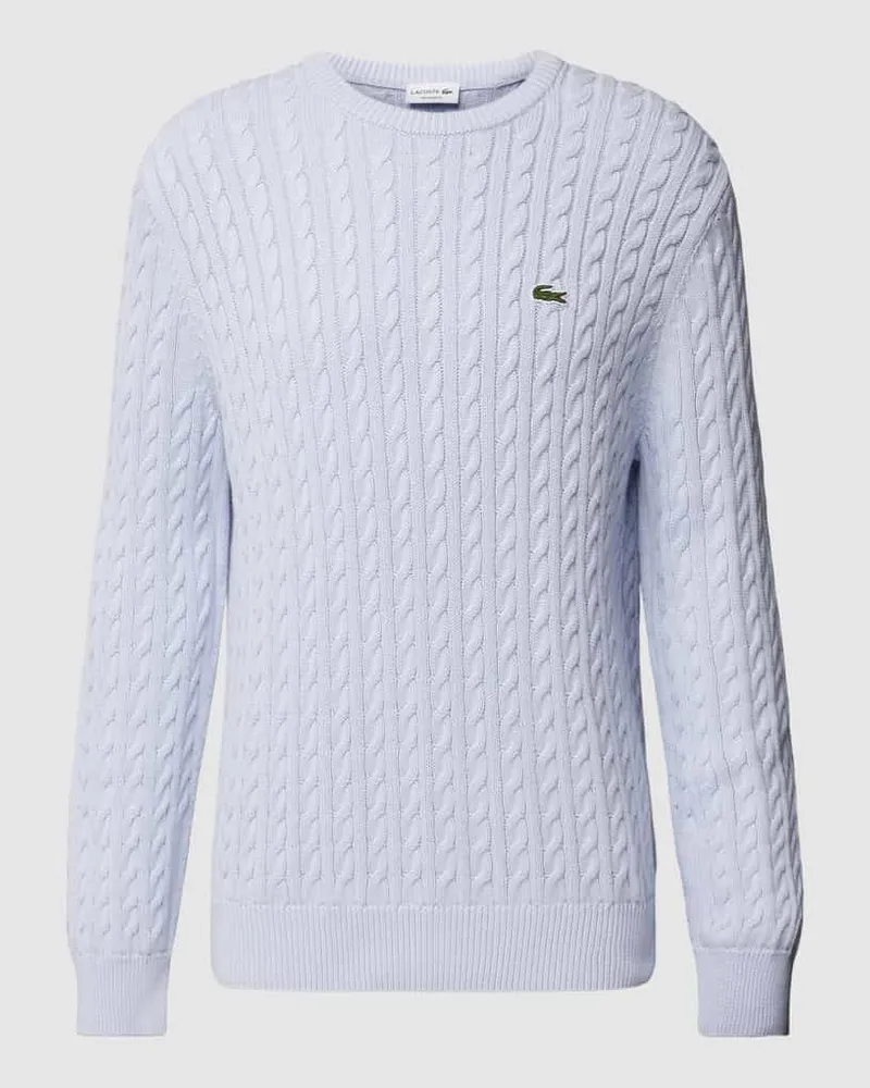 Lacoste Regular Fit Strickpullover mit Label-Stitching Hellblau