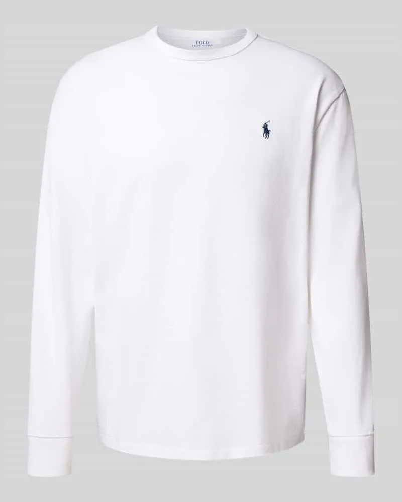 Ralph Lauren Classic Fit Longsleeve mit Label-Stitching Weiss