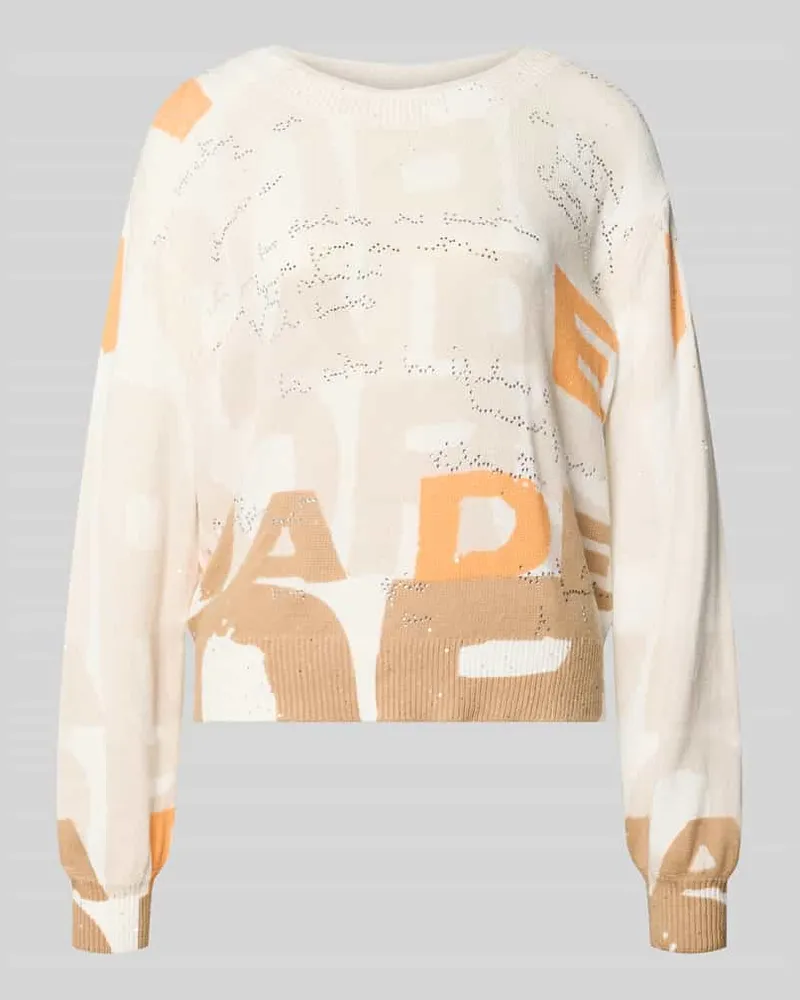 monari Pullover mit Strasssteinbesatz Hellbraun