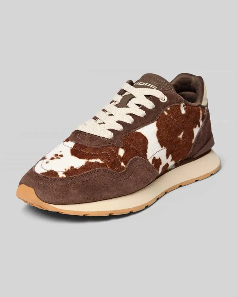 HOFF Sneaker aus Leder-Mix mit Animal-Detail Modell 'City Dunkelbraun
