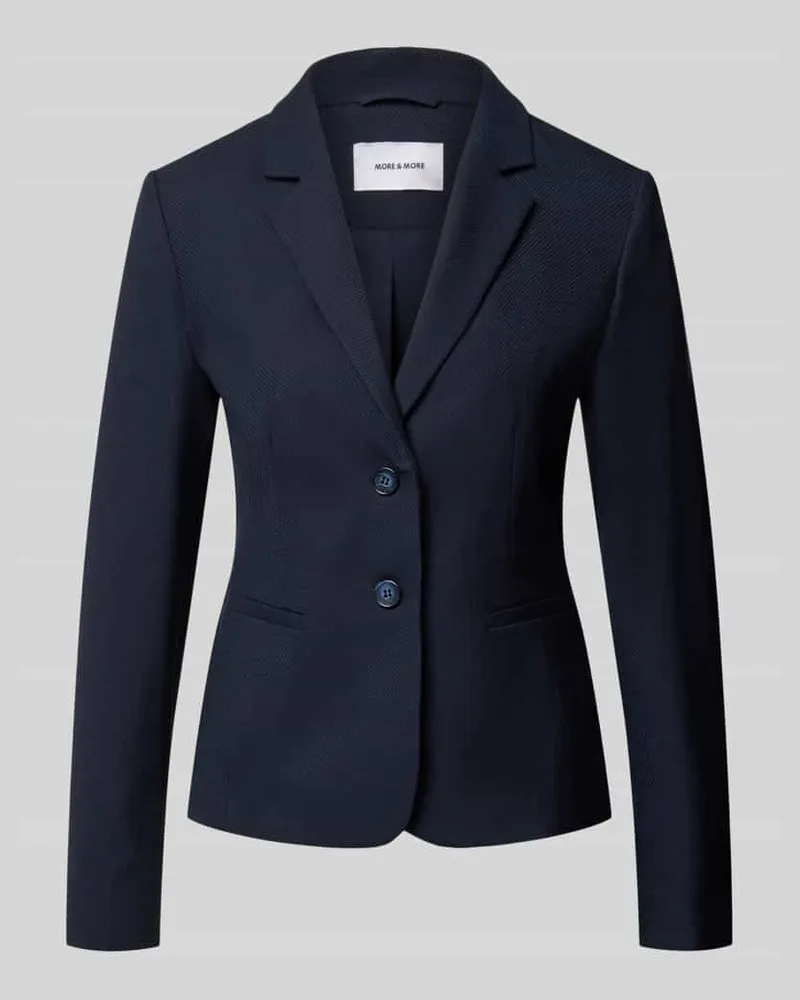 More & More Slim Fit Blazer aus elastischem Viskose-Mix mit Knopfleiste Marine