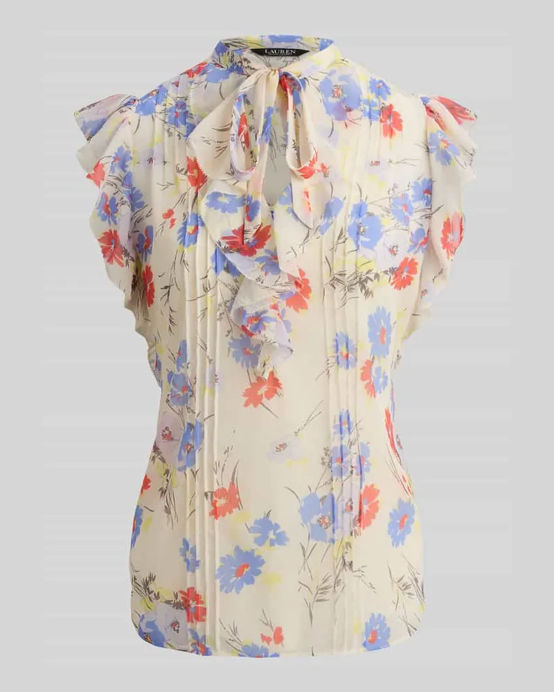 Ralph Lauren Shaped Fit Bluse mit Offizierskragen und materialgleicher Schluppe Ecru