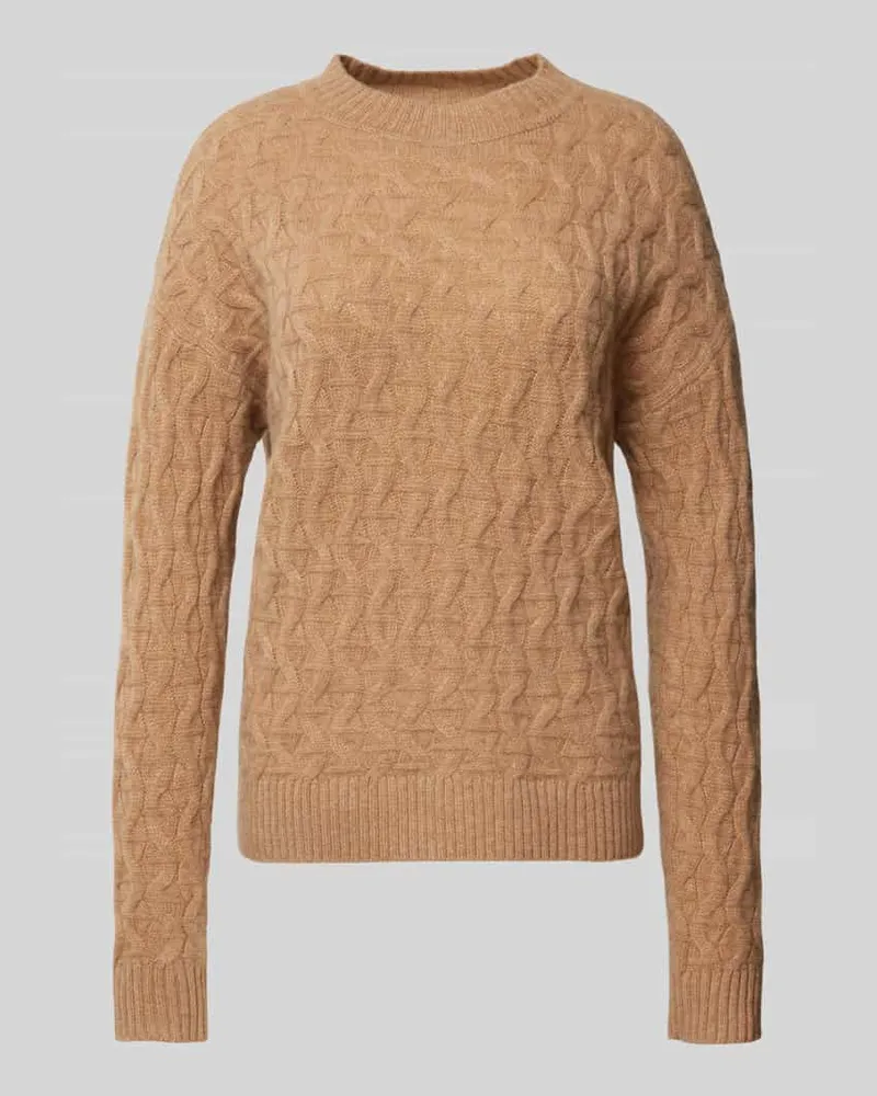 Christian Berg Kaschmirstrickpullover mit Rundhalsausschnitt Camel