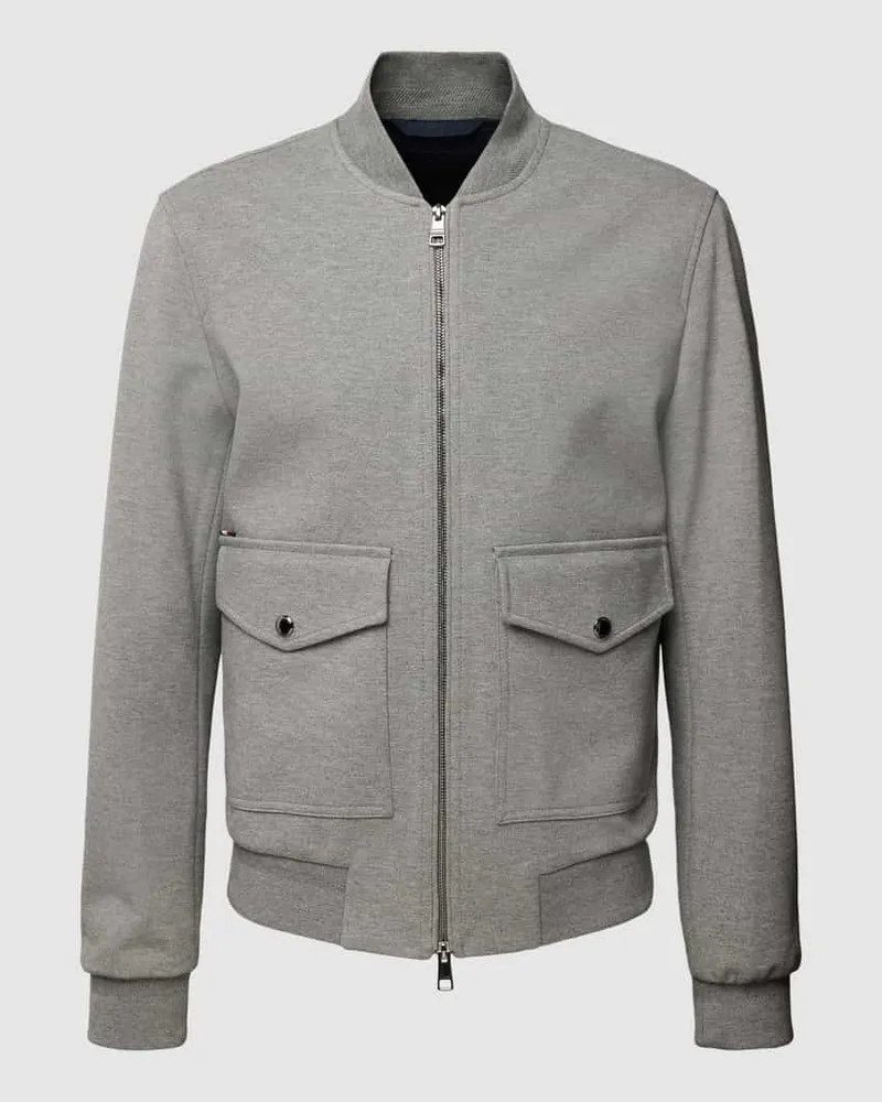 Tommy Hilfiger Bomberjacke aus Viskose-Mix mit Pattentaschen Hellgrau