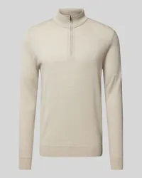 Profuomo Wollpullover mit Troyer-Kragen Beige