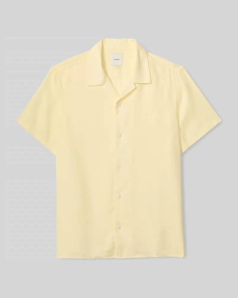 Calvin Klein Regular Fit Freizeithemd aus Leinen-Lyocell-Mix Hellgelb