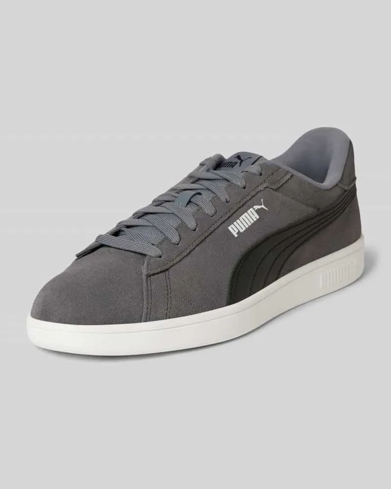 Puma Ledersneaker mit Label-Details Modell 'Smash 3.0 Mittelgrau