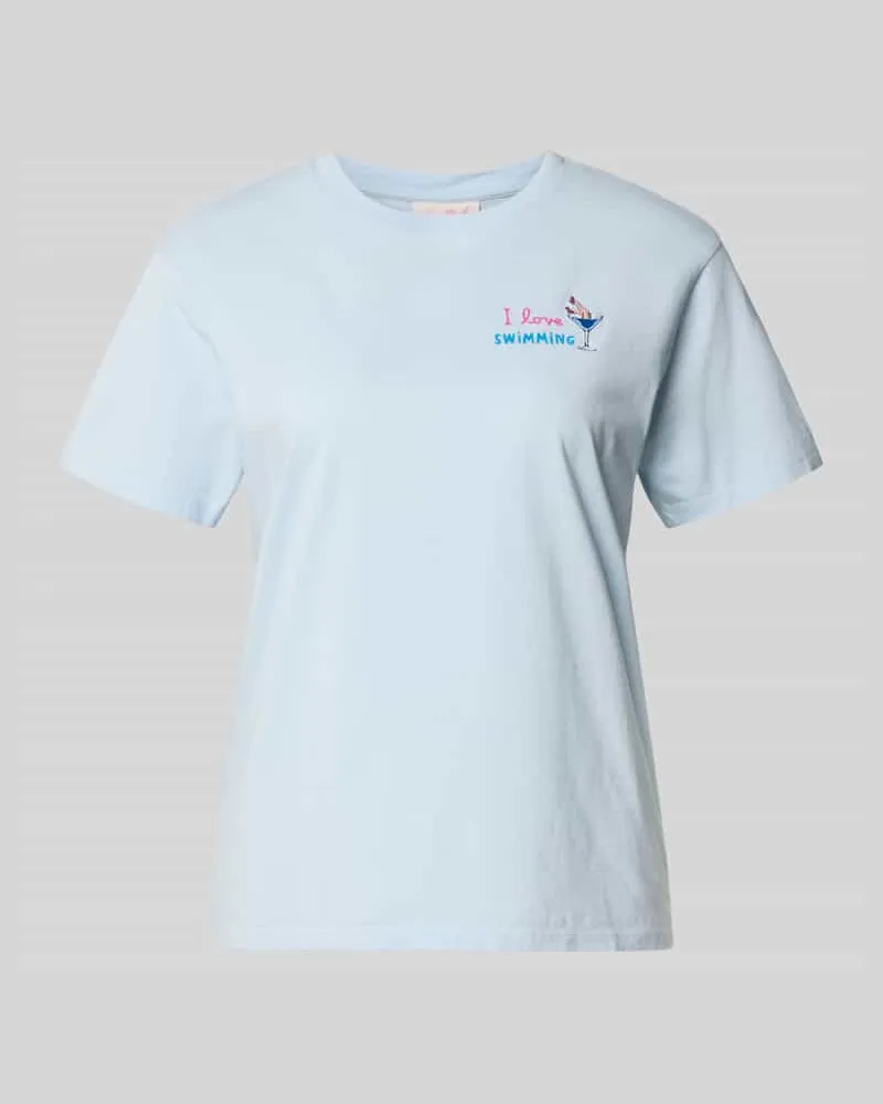 MC2 Saint Barth T-Shirt mit Motiv- und Statement-Stitching Modell 'EMILIE Hellblau