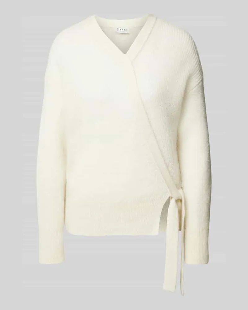 Maerz Strickpullover in Wickel-Optik Offwhite